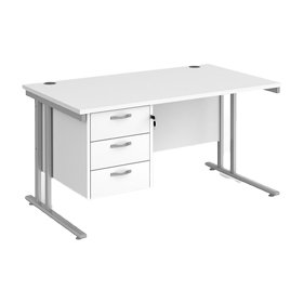 2-drawer Pedestal Workstation Desk White