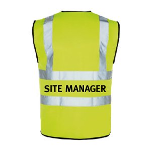 Yellow Hi-Vis Waistcoat + Site Manager Logo