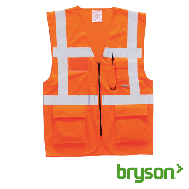 Leo Workwear Lynton Executive Hi Vis Waistcoat - Orange