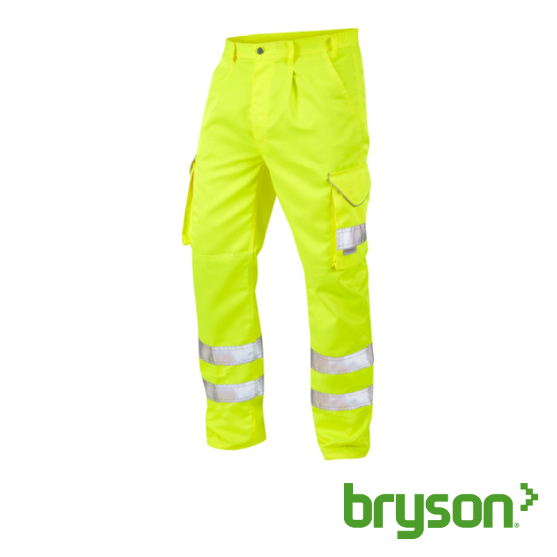 Leo Workwear Bideford Hi Vis Cargo Trousers - Yellow