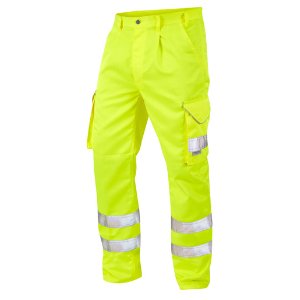 Leo Workwear Bideford Hi Vis Cargo Trousers - Yellow