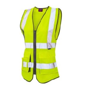 Leo Workwear Lynmouth Womens Hi Vis Executive Waistcoat - Yellow