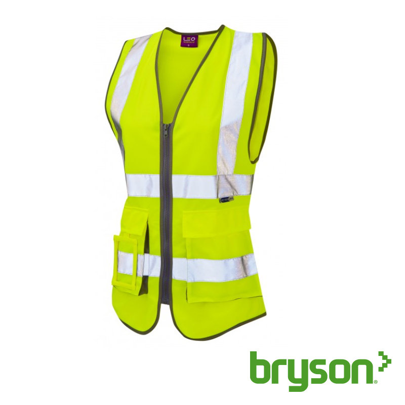 Leo Workwear Lynmouth Womens Hi Vis Executive Waistcoat - Yellow