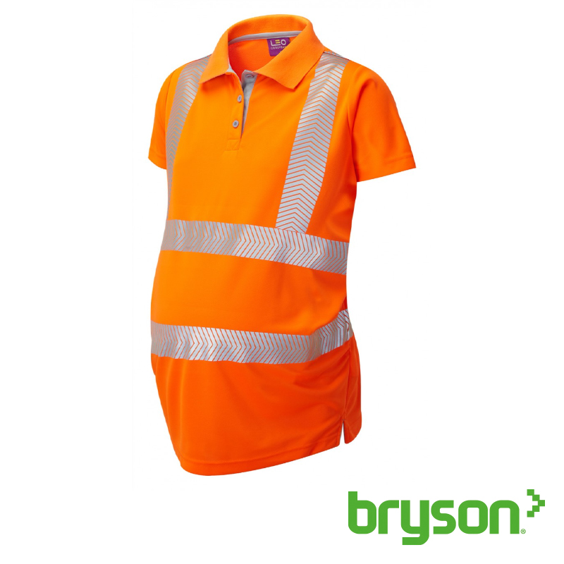 Leo Workwear Lovacott Womens CoolViz Maternity Polo Shirt - Orange