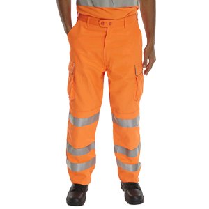 Leo Workwear Bideford Hi Vis Cargo Trousers - Orange