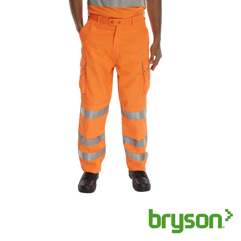 Leo Workwear Bideford Hi Vis Cargo Trousers - Orange