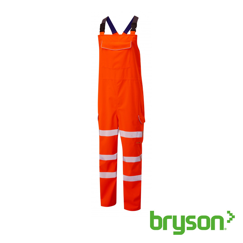 Leo Workwear Northam EcoViz Bib & Brace Salopette - Orange