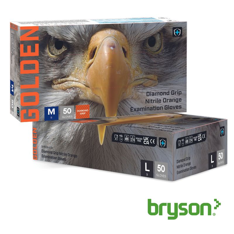 Orn Golden Heavy Duty Diamond Grip Nitrile Gloves - Orange