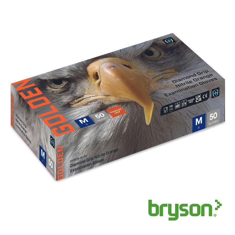 Orn Golden Heavy Duty Diamond Grip Nitrile Gloves - Orange